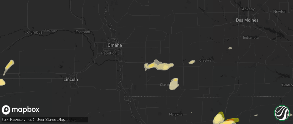 Hail map in Emerson, IA on May 16, 2026