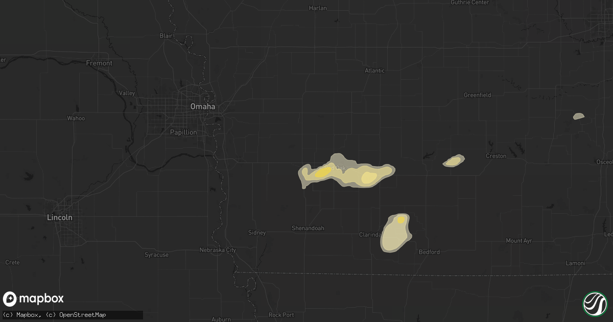 Hail map in Emerson, IA on May 16, 2026