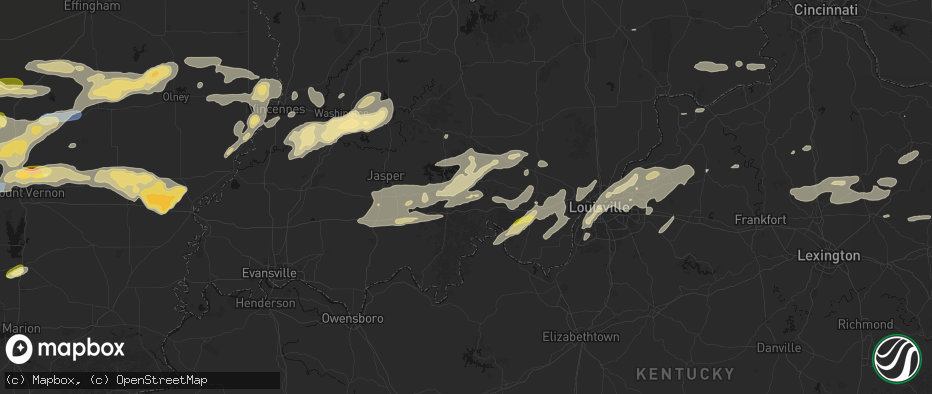 Hail map in English, IN on May 16, 2026