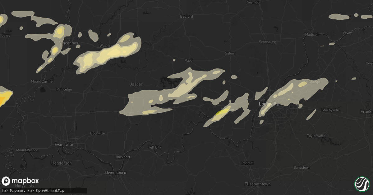 Hail map in English, IN on May 16, 2026