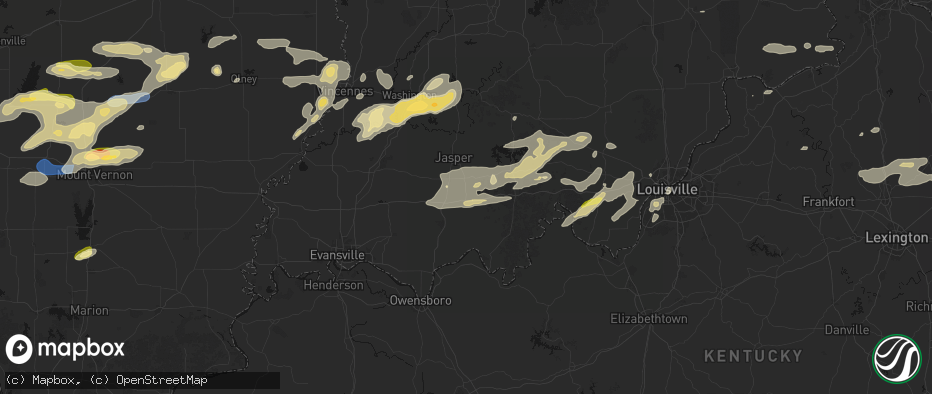 Hail map in Ferdinand, IN on May 16, 2026