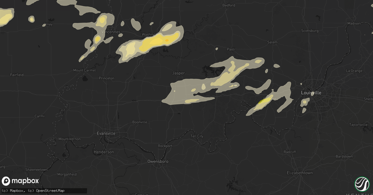 Hail map in Ferdinand, IN on May 16, 2026