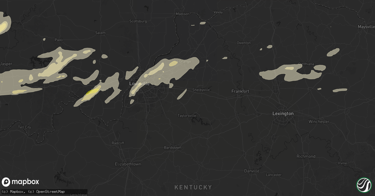 Hail map in Finchville, KY on May 16, 2026
