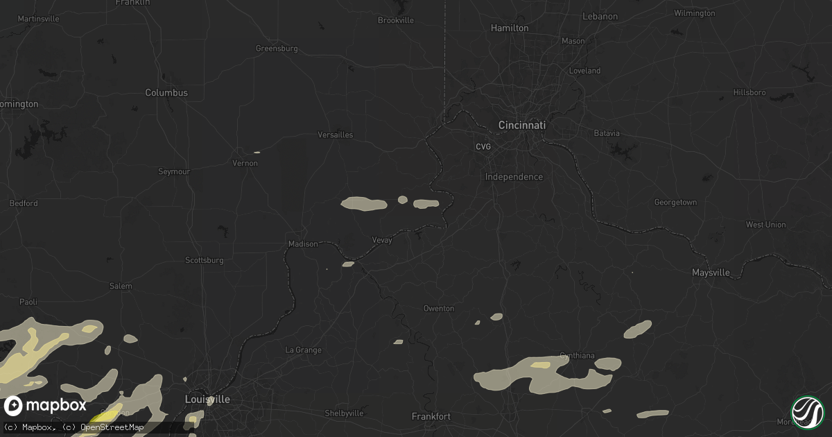 Hail map in Florence, IN on May 16, 2026