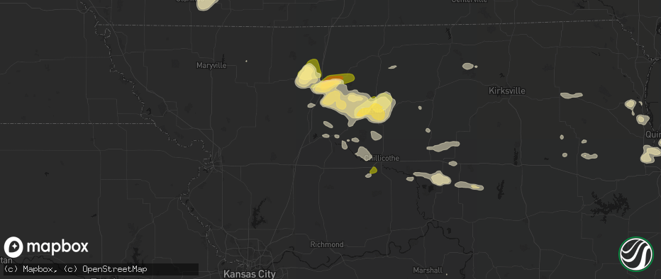 Hail map in Gallatin, MO on May 16, 2026