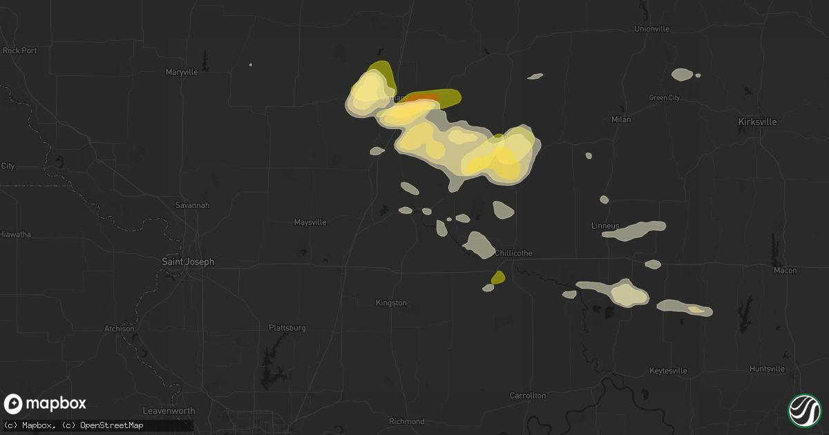 Hail map in Gallatin, MO on May 16, 2026