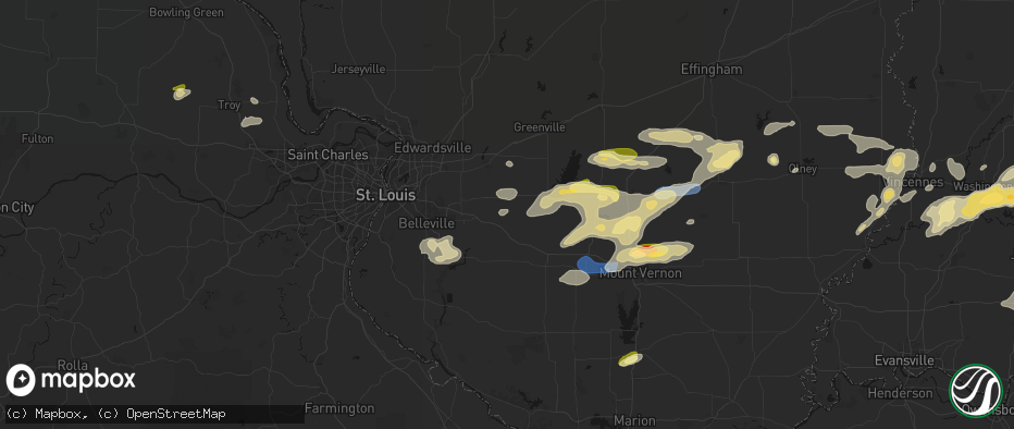 Hail map in Germantown, IL on May 16, 2026