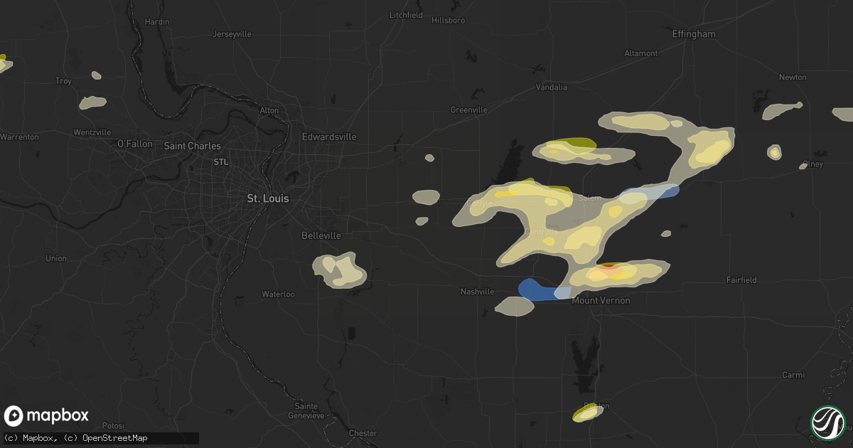 Hail map in Germantown, IL on May 16, 2026