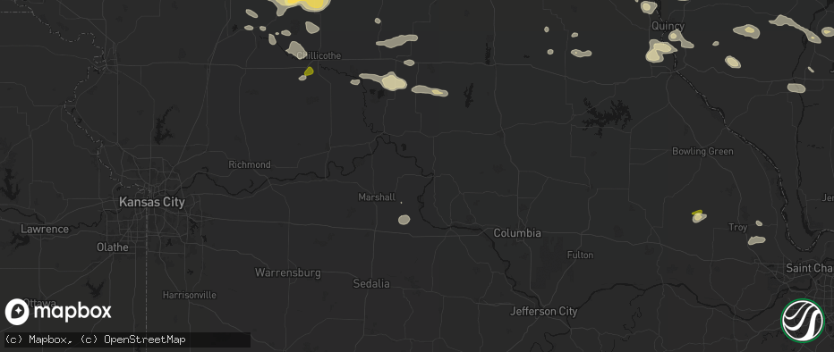 Hail map in Gilliam, MO on May 16, 2026