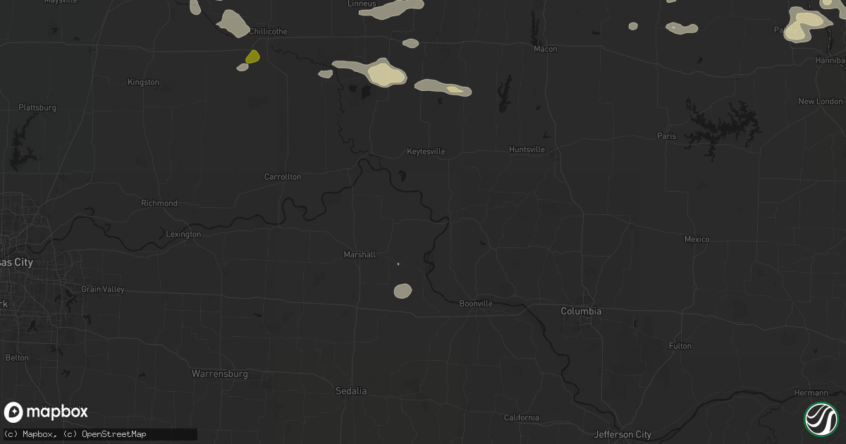 Hail map in Gilliam, MO on May 16, 2026