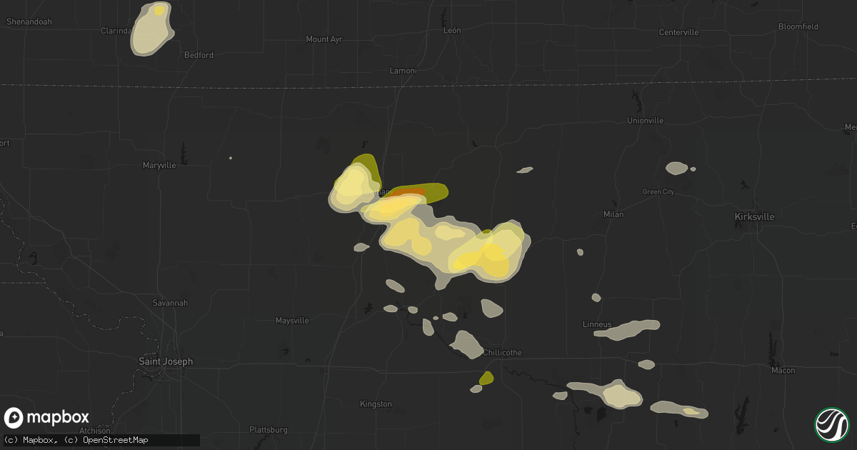 Hail map in Gilman City, MO on May 16, 2026