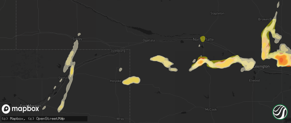 Hail map in Grant, NE on May 16, 2026