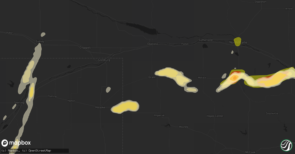 Hail map in Grant, NE on May 16, 2026