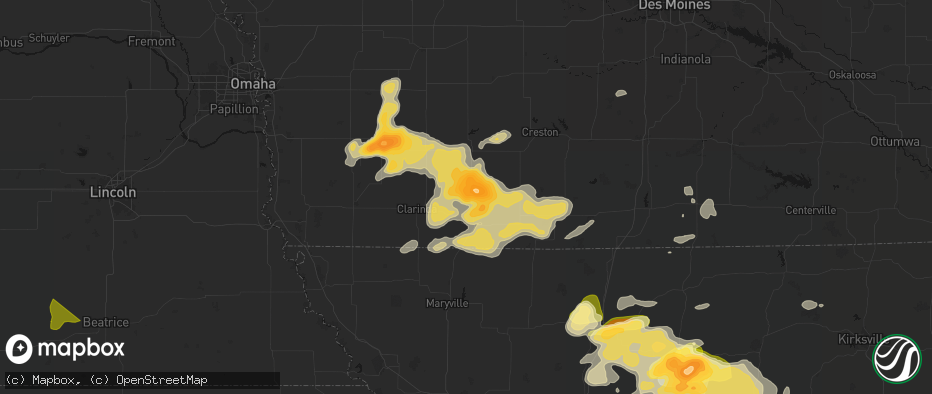 Hail map in Gravity, IA on May 16, 2026