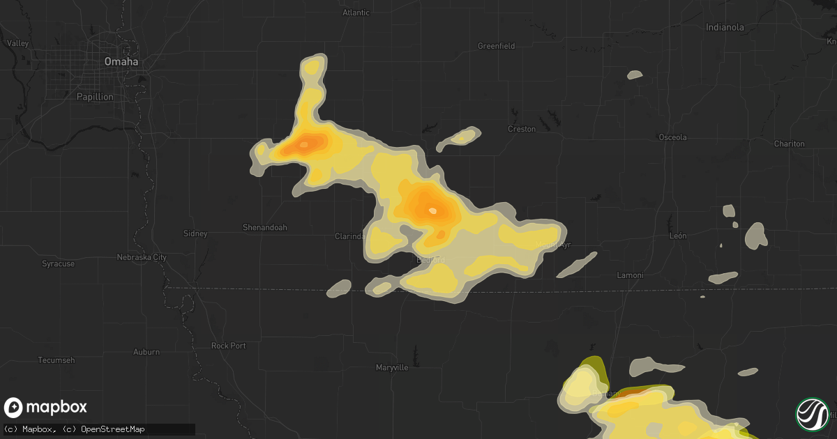 Hail map in Gravity, IA on May 16, 2026