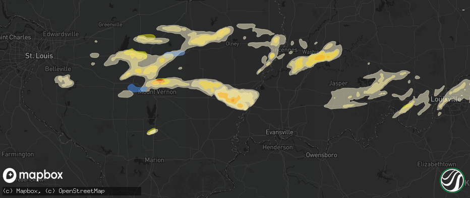 Hail map in Grayville, IL on May 16, 2026