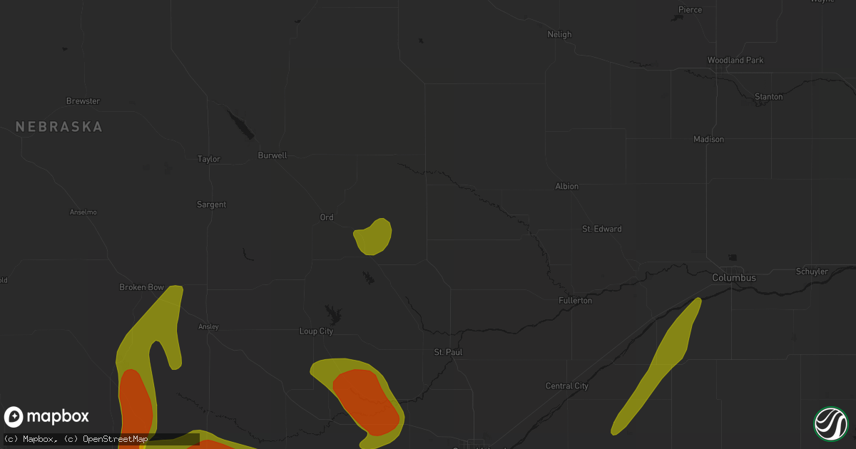 Hail map in Greeley, NE on May 16, 2026