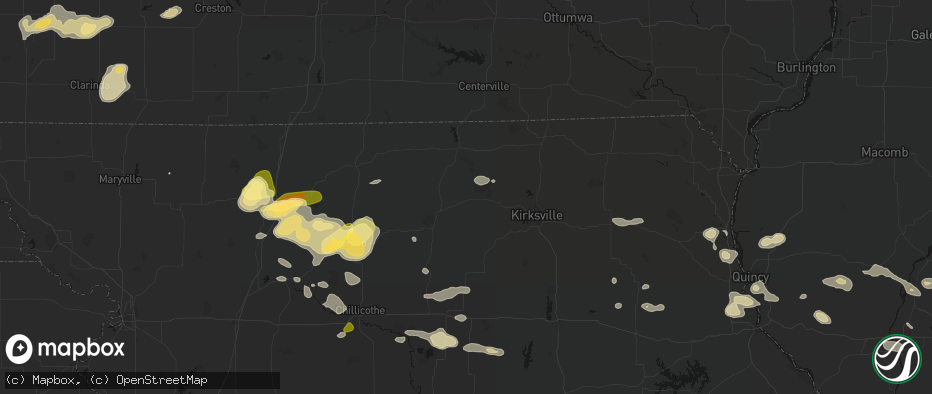 Hail map in Green City, MO on May 16, 2026