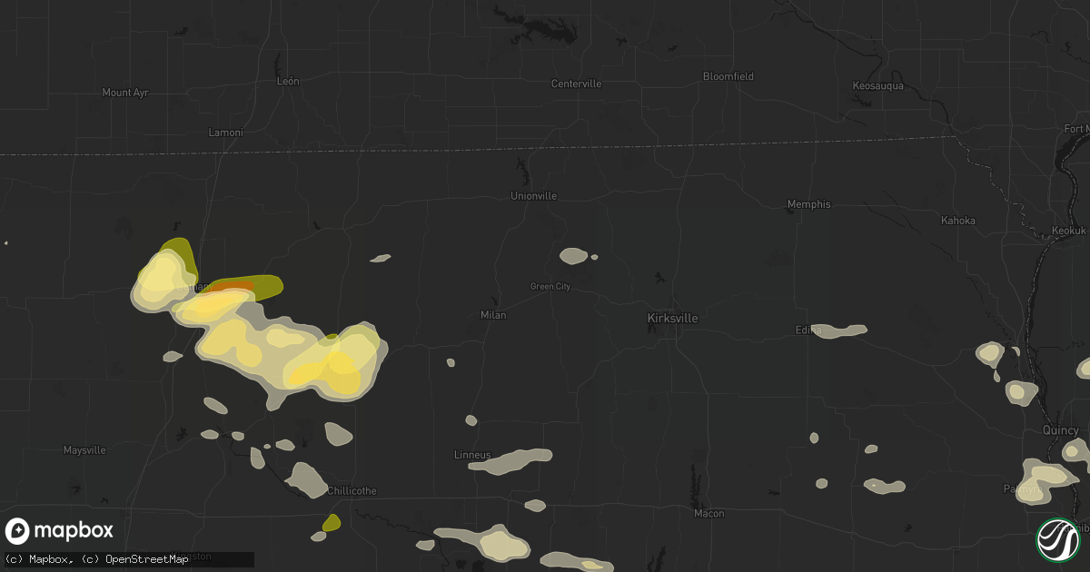 Hail map in Green City, MO on May 16, 2026