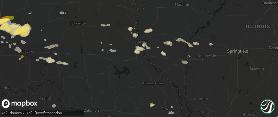 Hail map in Hannibal, MO on May 16, 2026
