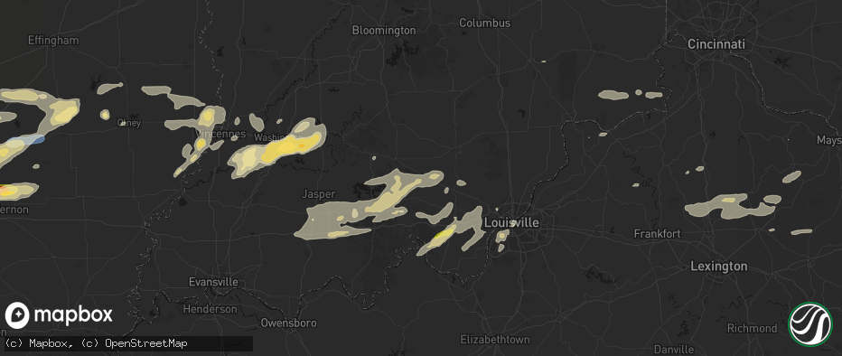 Hail map in Hardinsburg, IN on May 16, 2026