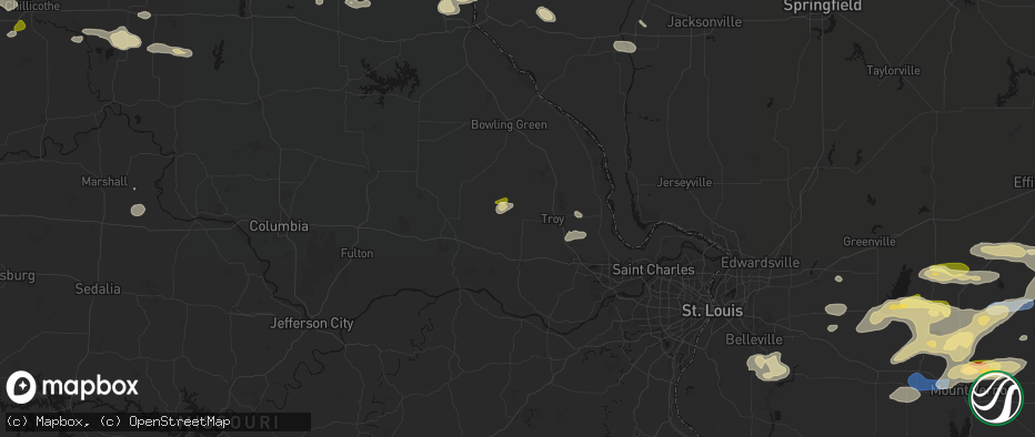 Hail map in Hawk Point, MO on May 16, 2026