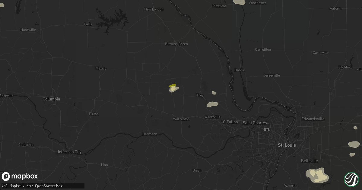 Hail map in Hawk Point, MO on May 16, 2026