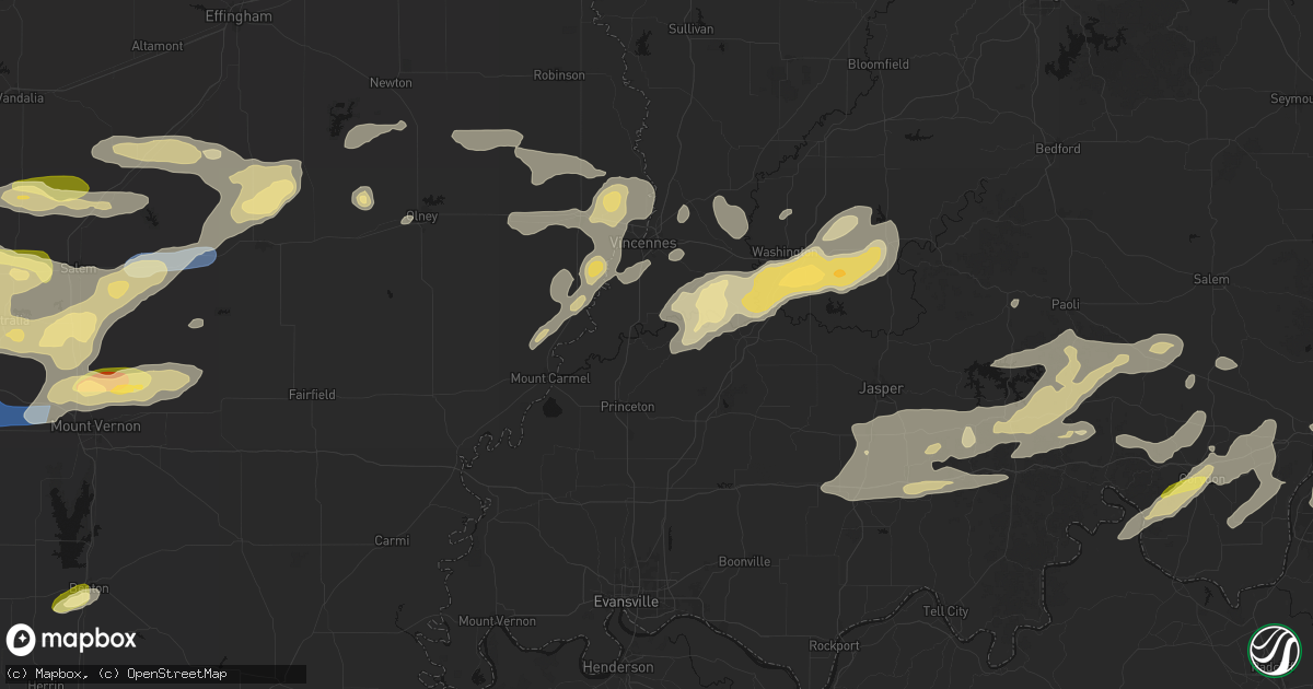 Hail map in Hazleton, IN on May 16, 2026
