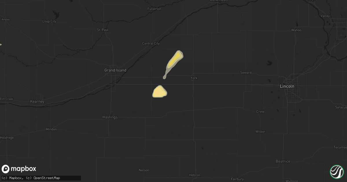 Hail map in Henderson, NE on May 16, 2026
