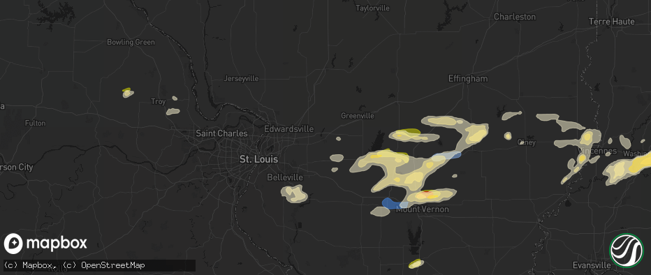 Hail map in Highland, IL on May 16, 2026
