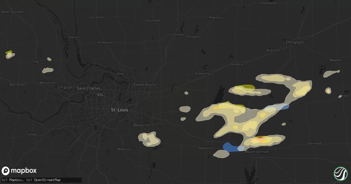 Hail map in Highland, IL on May 16, 2026