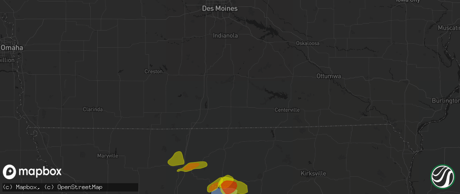 Hail map in Humeston, IA on May 16, 2026