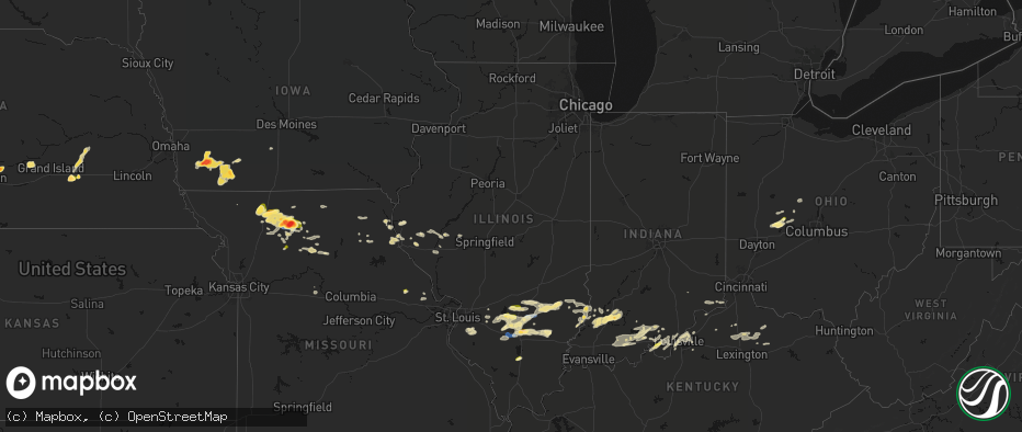 Hail map in Illinois on May 16, 2026