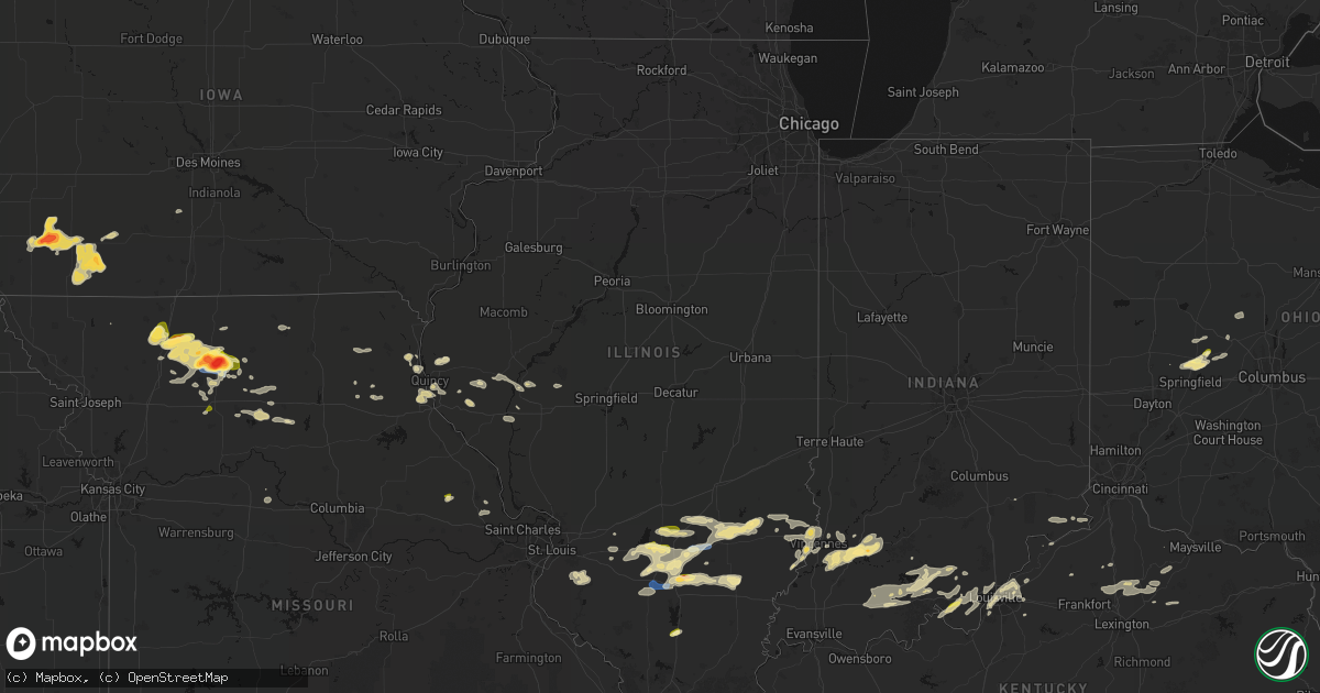 Hail map in Illinois on May 16, 2026