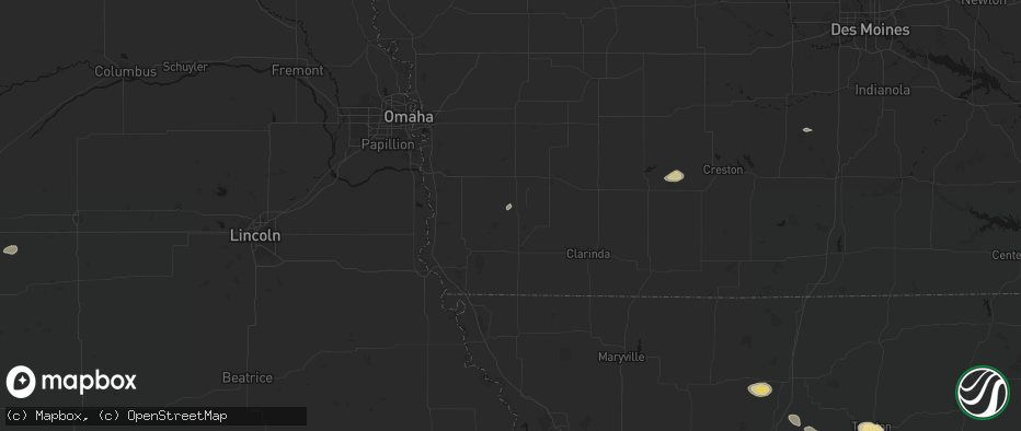 Hail map in Imogene, IA on May 16, 2026