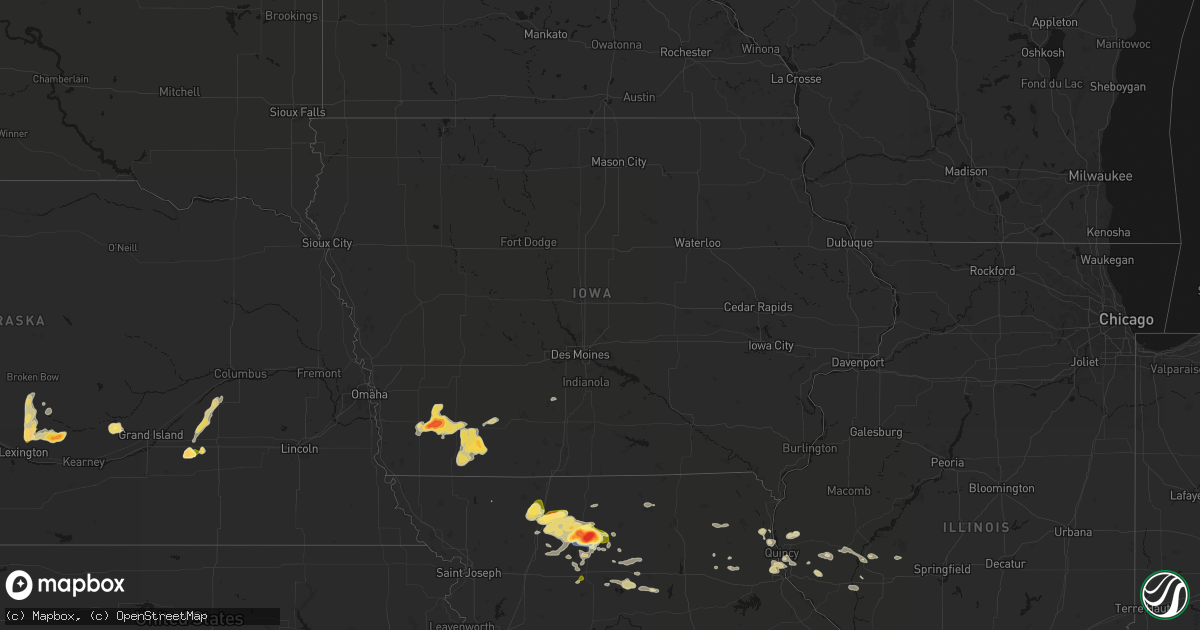 Hail map in Iowa on May 16, 2026