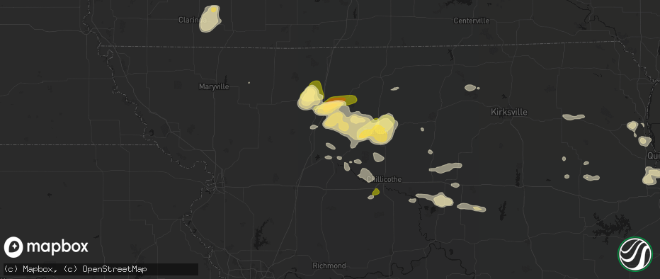 Hail map in Jameson, MO on May 16, 2026