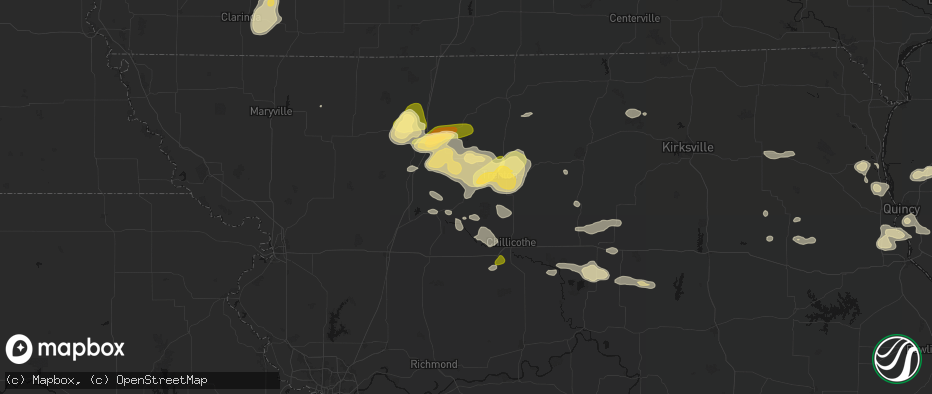 Hail map in Jamesport, MO on May 16, 2026