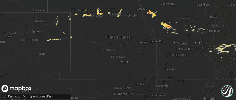 Hail map in Kansas on May 16, 2026