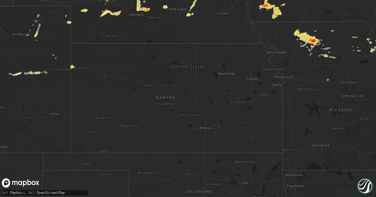 Hail map in Kansas on May 16, 2026