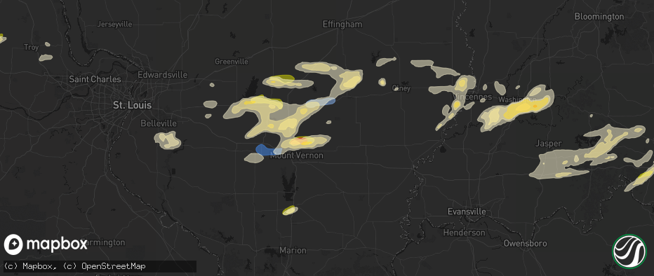 Hail map in Keenes, IL on May 16, 2026