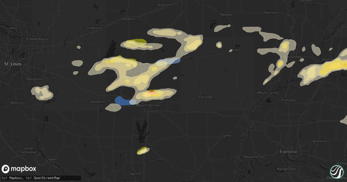 Hail map in Keenes, IL on May 16, 2026