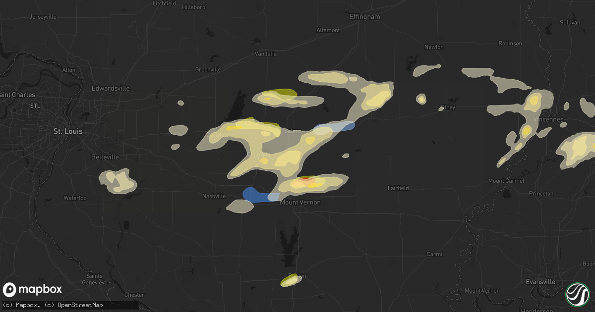 Hail map in Kell, IL on May 16, 2026