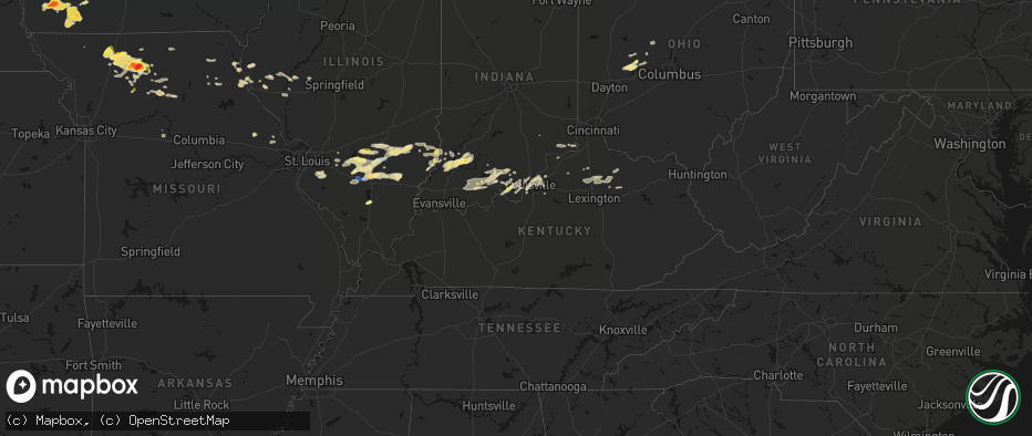 Hail map in Kentucky on May 16, 2026