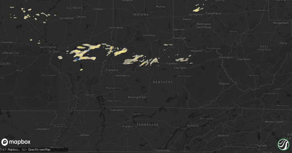 Hail map in Kentucky on May 16, 2026