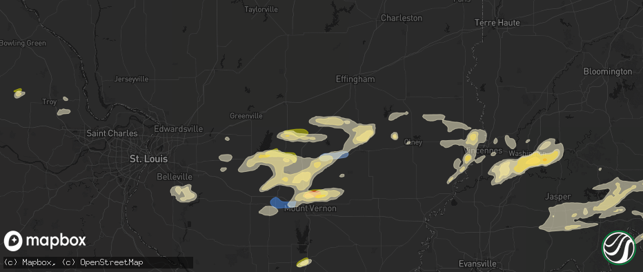 Hail map in Kinmundy, IL on May 16, 2026
