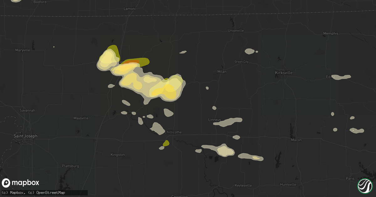 Hail map in Laredo, MO on May 16, 2026