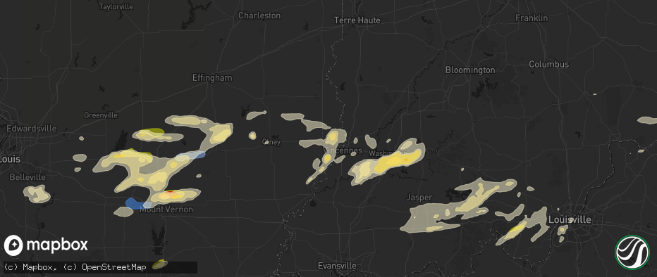 Hail map in Lawrenceville, IL on May 16, 2026