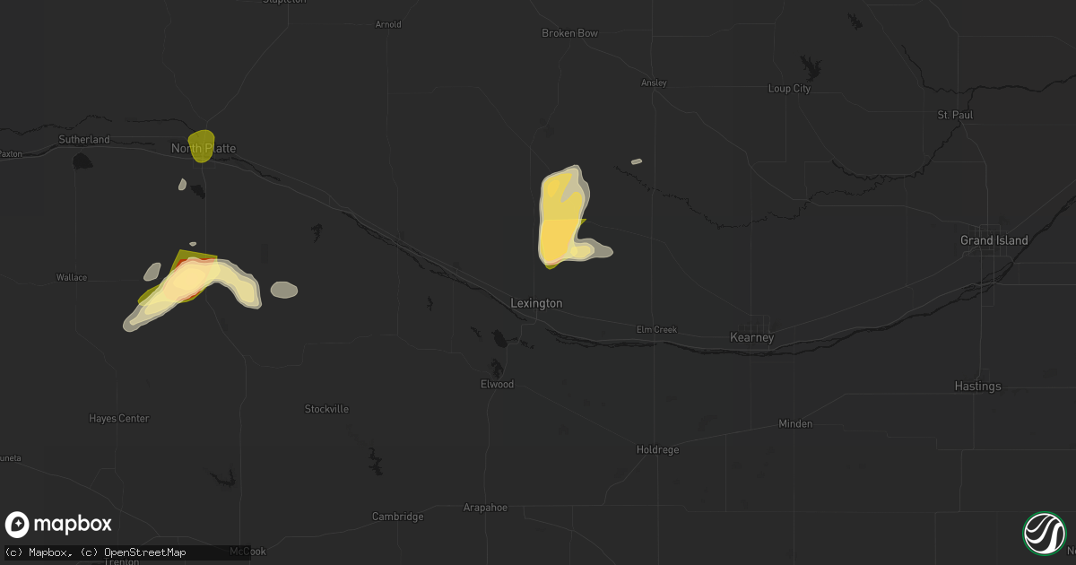 Hail map in Lexington, NE on May 16, 2026