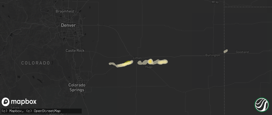 Hail map in Limon, CO on May 16, 2026